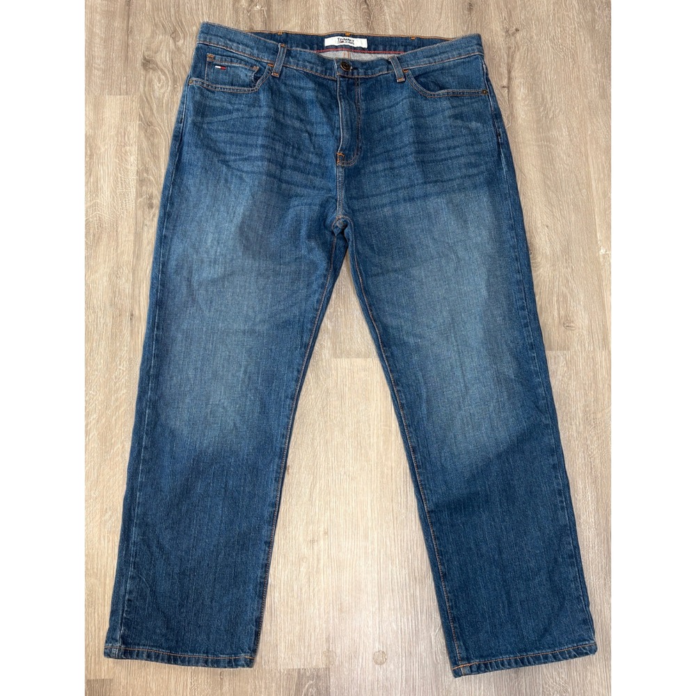 Tommy Jeans Mens Relaxed Fit Medium Wash Blue Denim Jeans 36x30 Whiskering